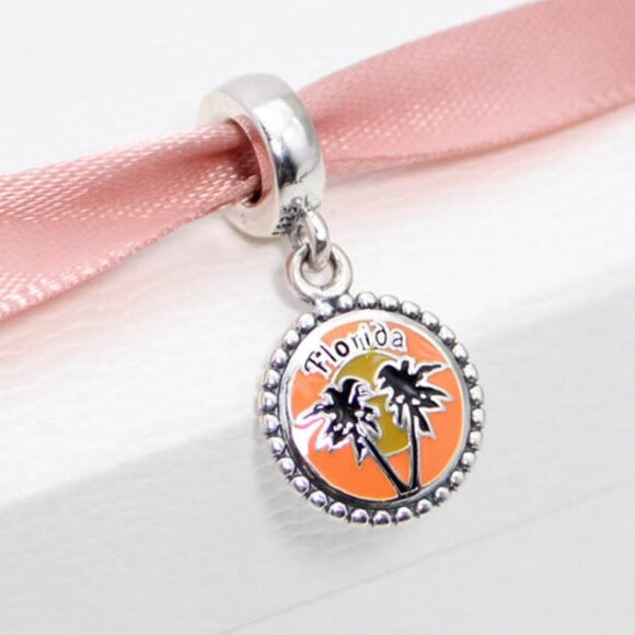 Pandora Florida Palm Trees Exclusive Dangle Charm S925 Silver with box - Picture 1 of 7